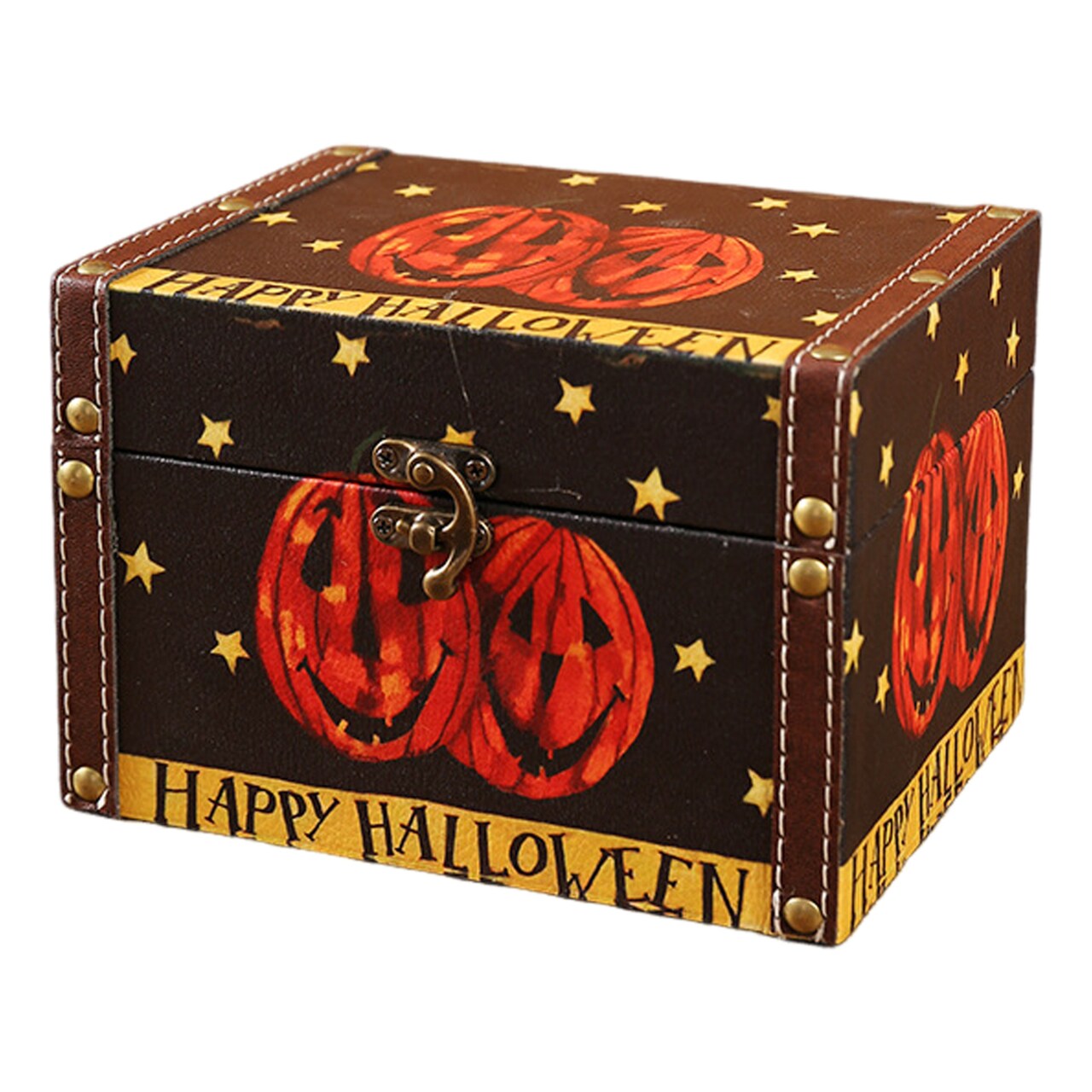 Halloween Wooden Box Treat-Or-Trick Party Snack Organizer Skull Witch Candy Holder Gift Storage Box For Holiday Home